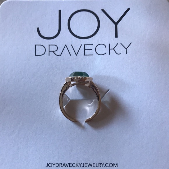 Joy Dravecky | Chloe Ombré Green Glass Stone In Cubic Zirconia Pave Ring - Picture 5 of 10